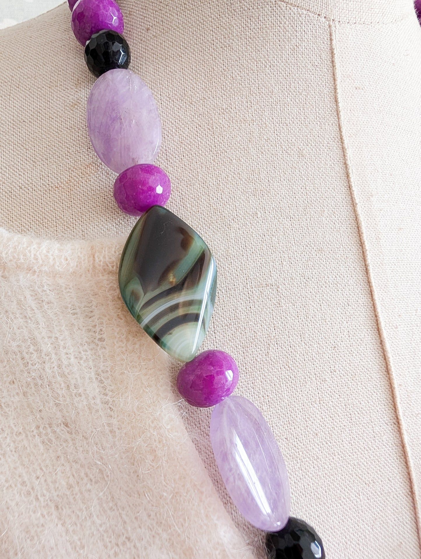 Collier verre et agates