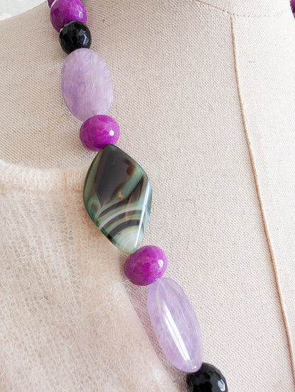 Collier verre et agates