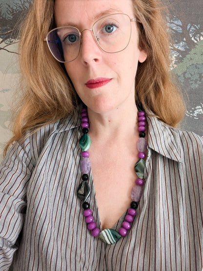 Collier verre et agates