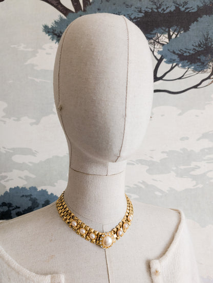 Collier or et perles