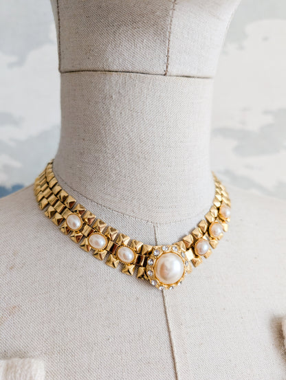 Collier or et perles