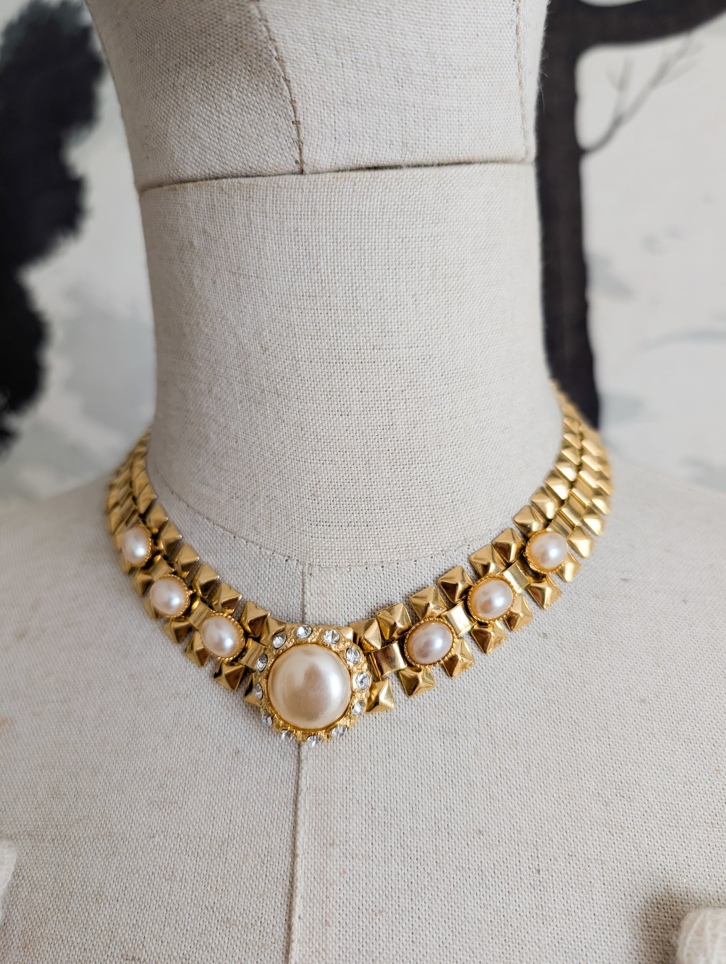 Collier or et perles