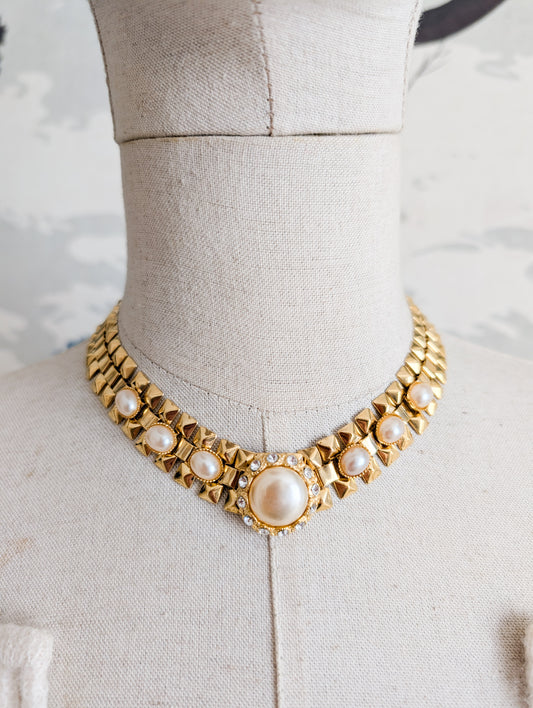 Collier or et perles