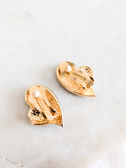 Boucles coeurs laquées vert émeraude