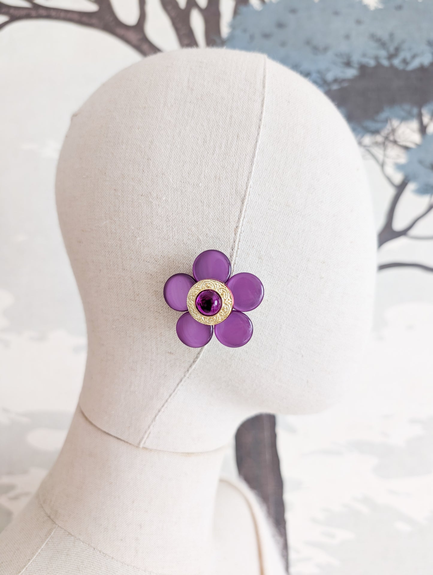 Boucles fleurs violettes