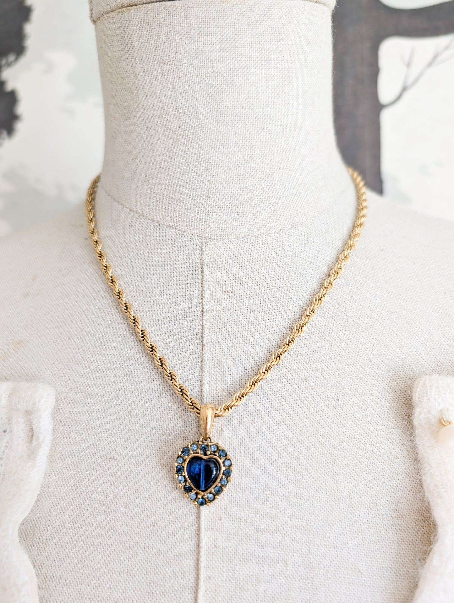Collier coeur bleu