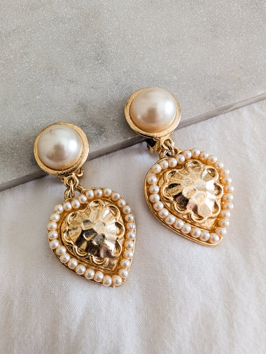 Boucles perles coeurs