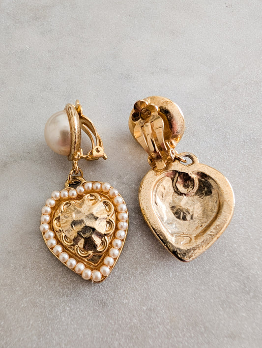 Boucles perles coeurs