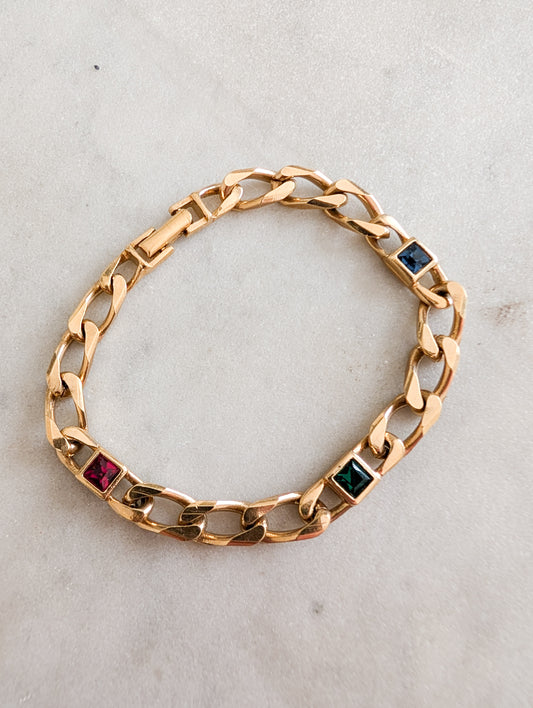 Bracelet gourmette pierres colorées