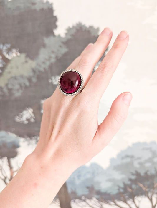 Bague Cocktail résine rose taille 59