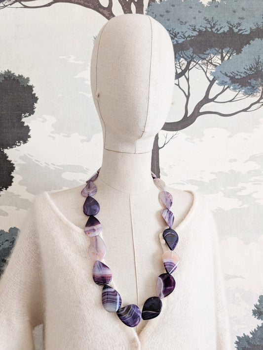 Sautoir agates violettes