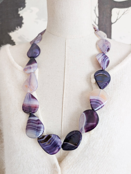 Sautoir agates violettes