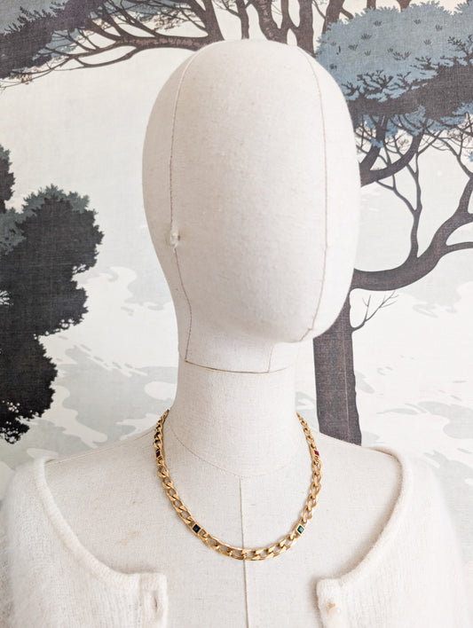 Collier gourmette pierres colorées