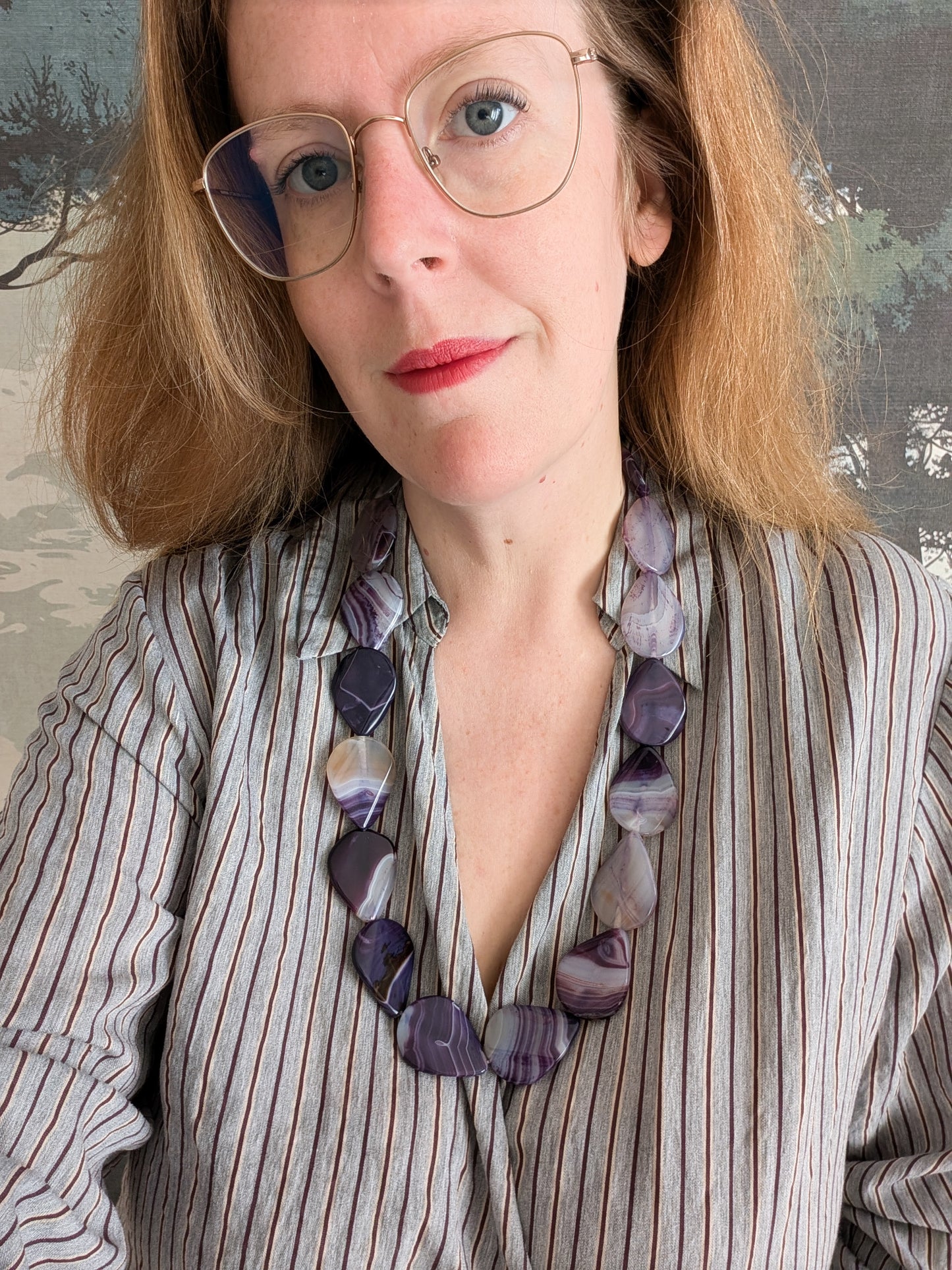 Sautoir agates violettes