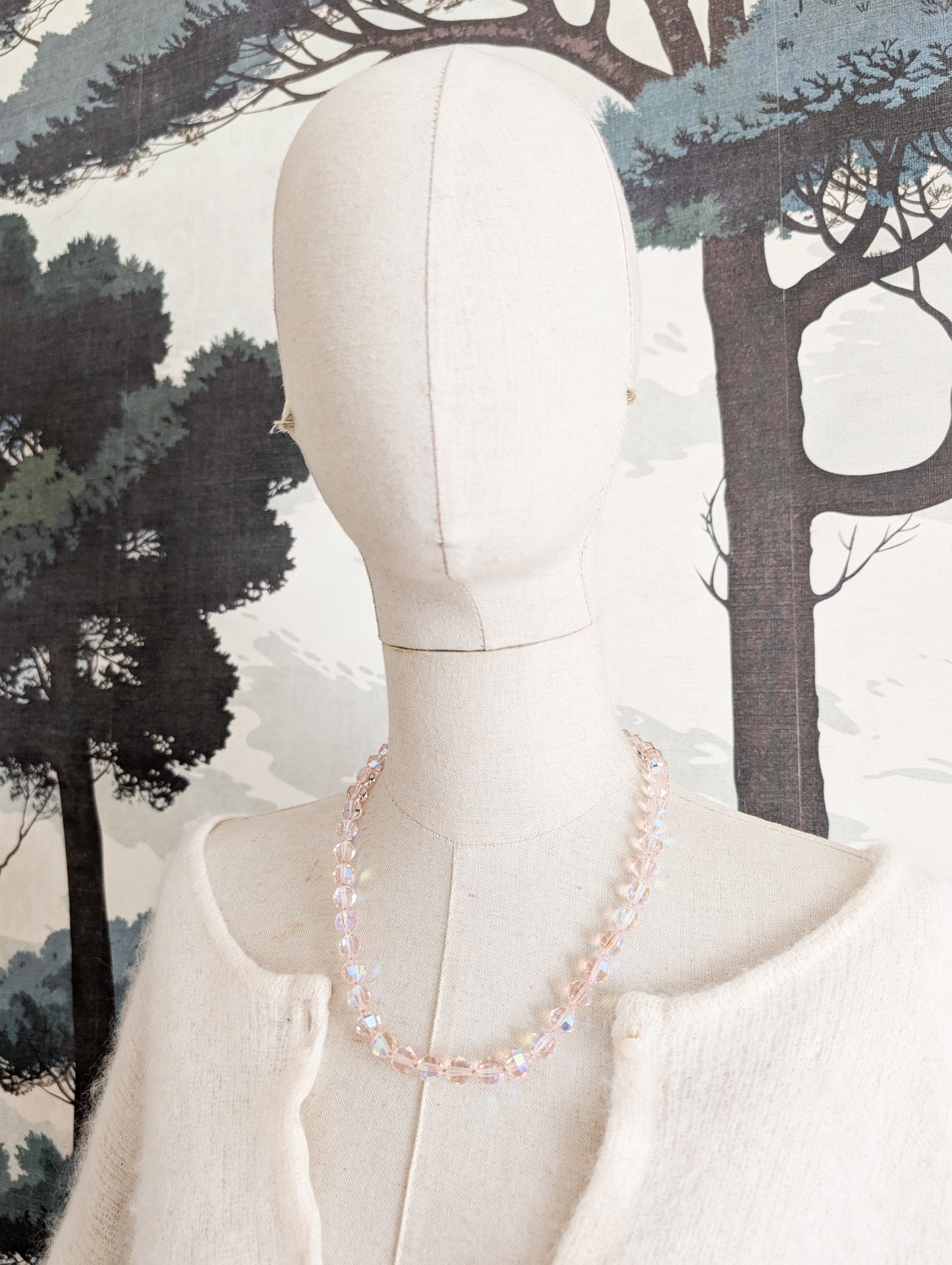 Collier américain en cristal rose 50's