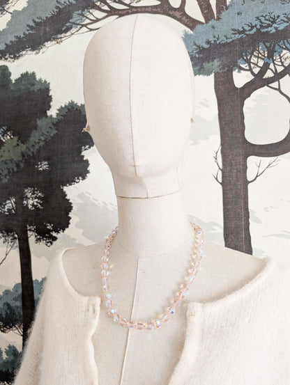 Collier américain en cristal rose 50's