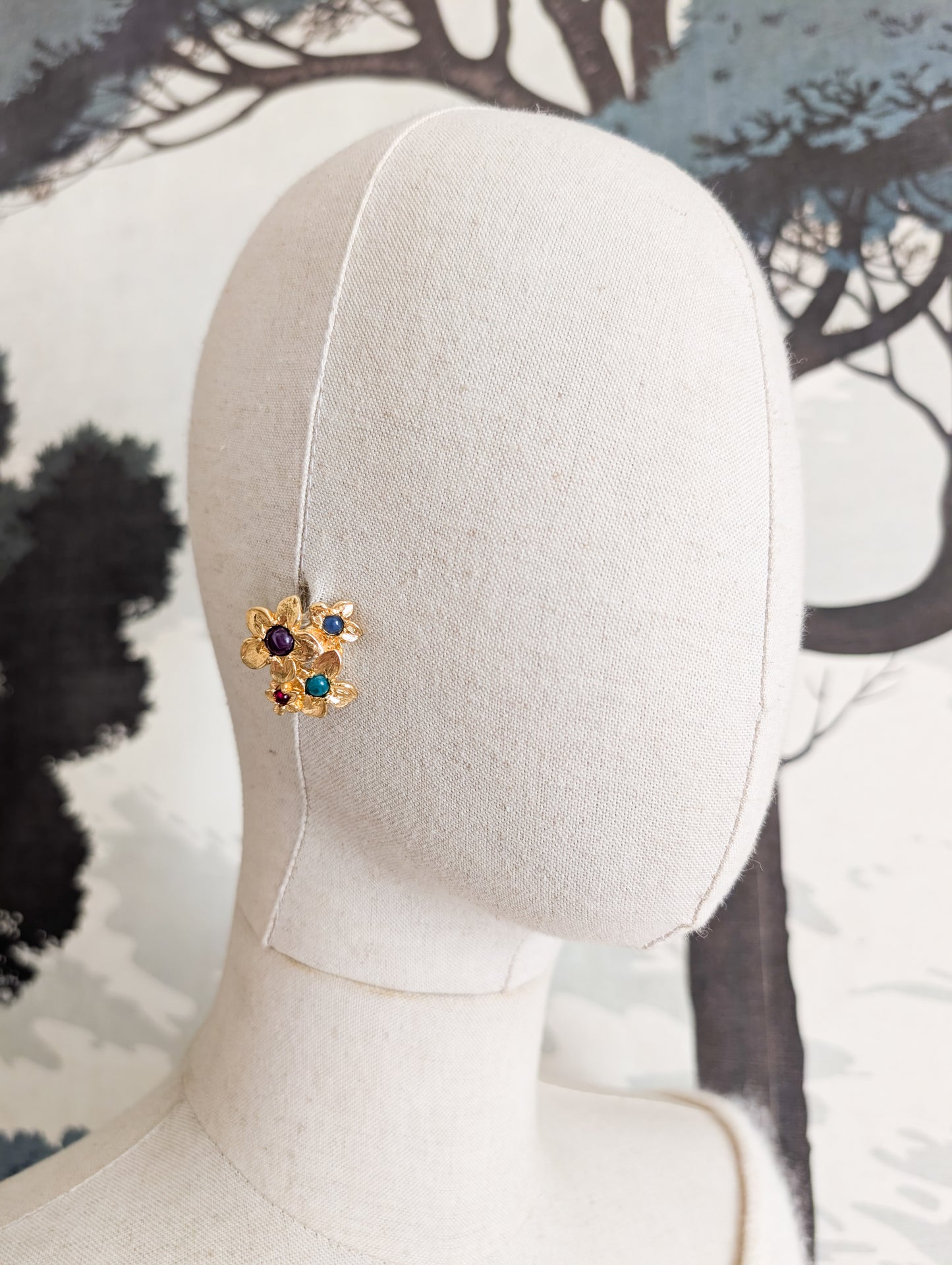 Boucles fleurs américaines oreilles percées
