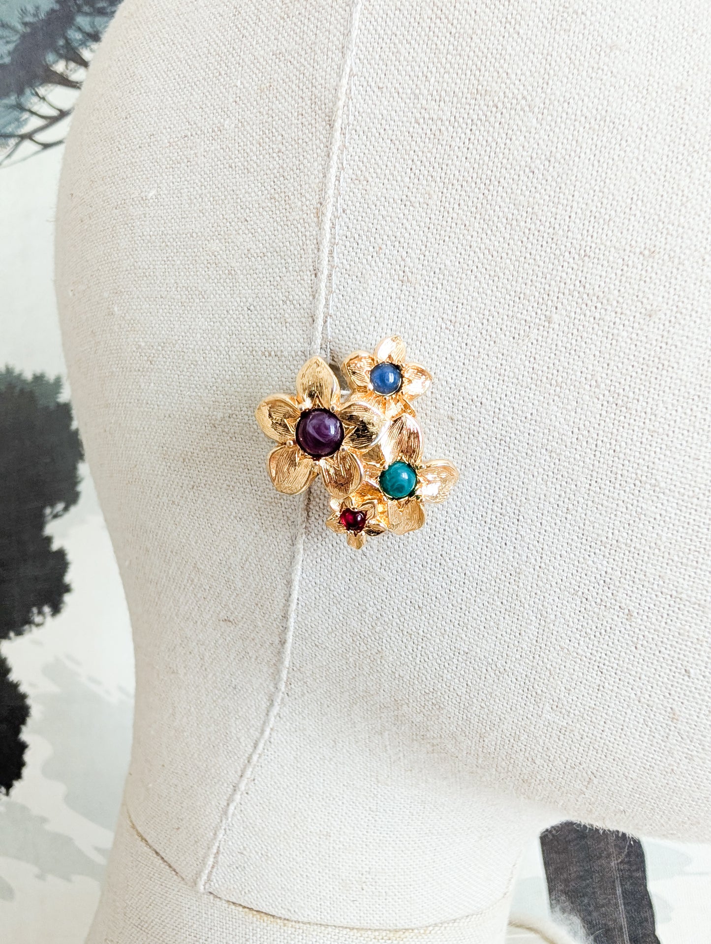 Boucles fleurs américaines oreilles percées
