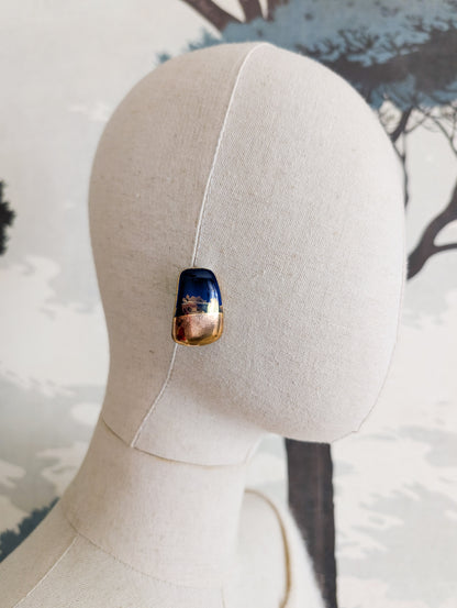 Boucles oreilles percées en porcelaine émaillée