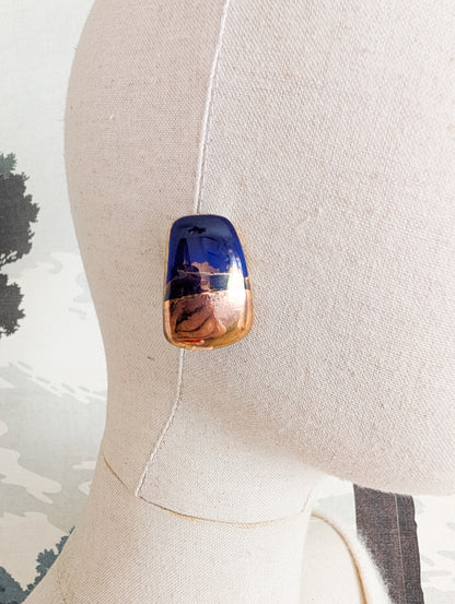 Boucles oreilles percées en porcelaine émaillée