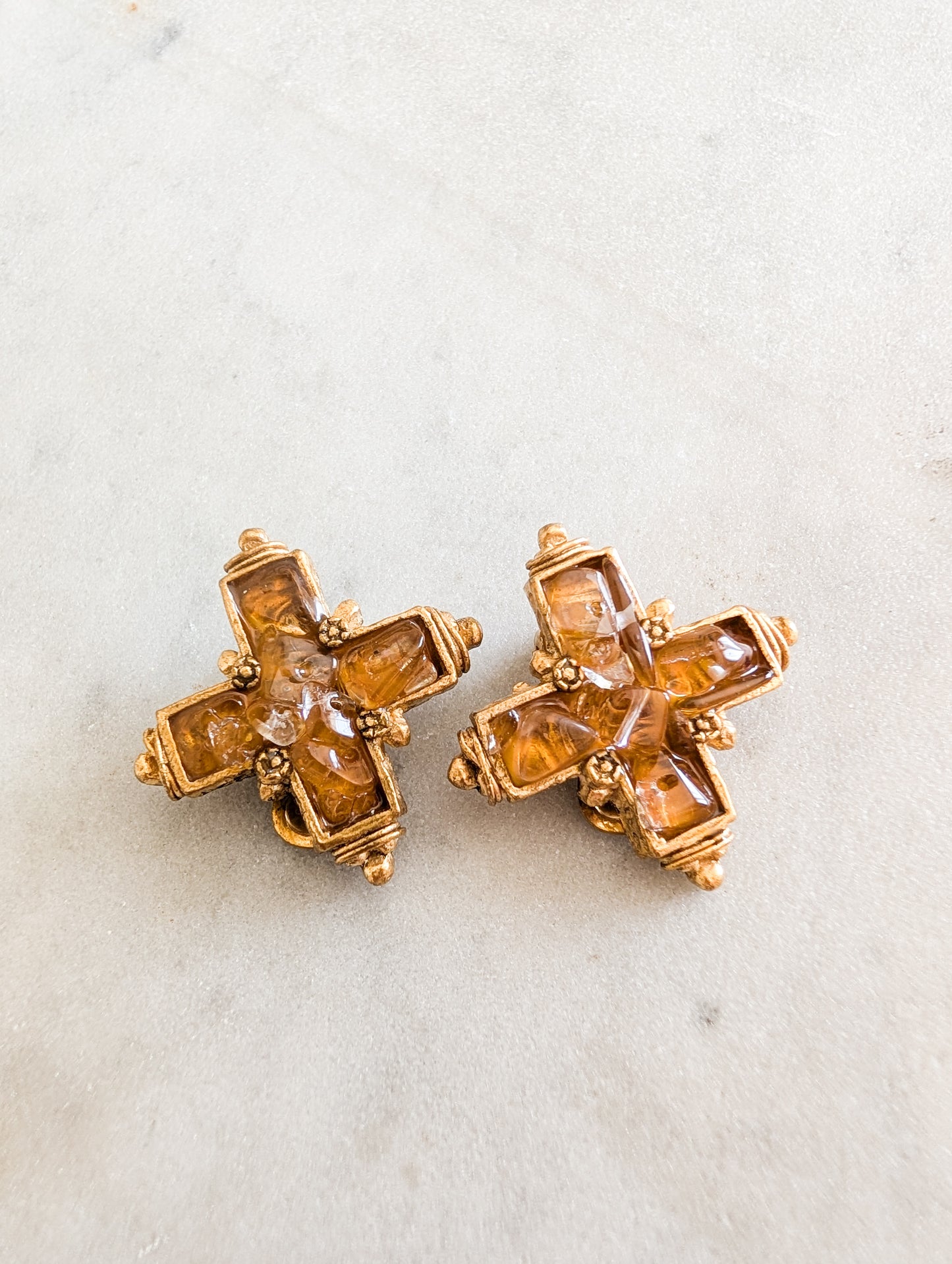 Boucles à clips croix Quartz