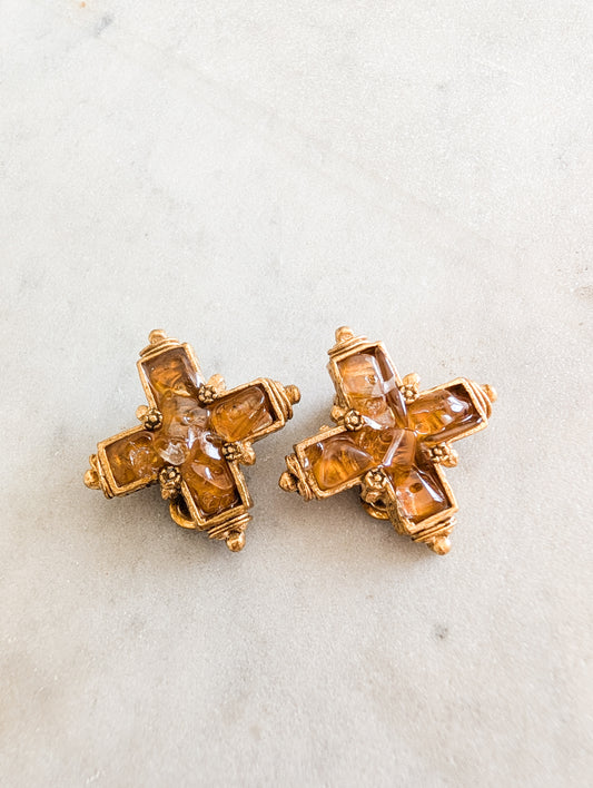 Boucles à clips croix Quartz