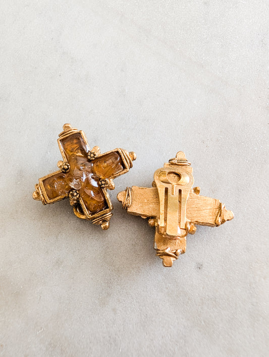 Boucles à clips croix Quartz