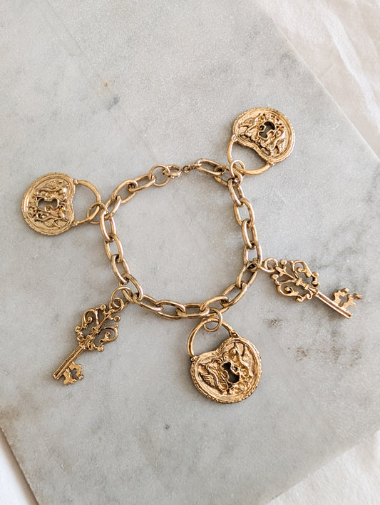 Bracelet breloques clefs et cadenas