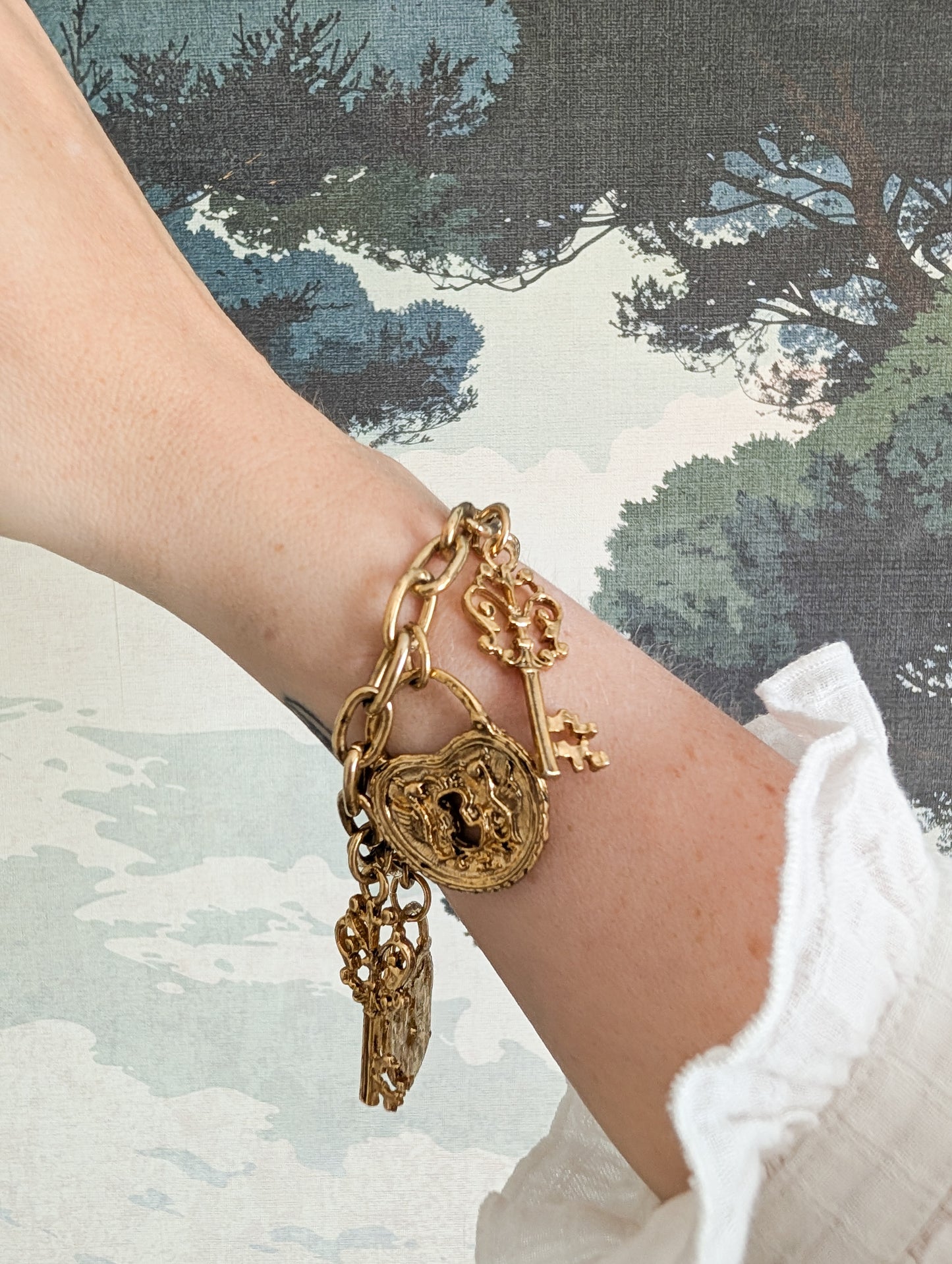 Bracelet breloques clefs et cadenas