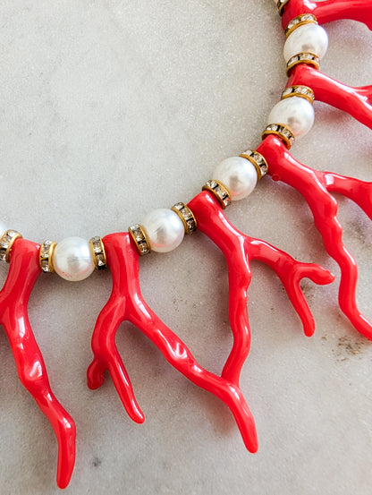 Collier façon corail et perles 90's