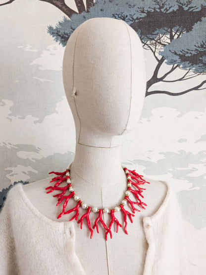 Collier façon corail et perles 90's