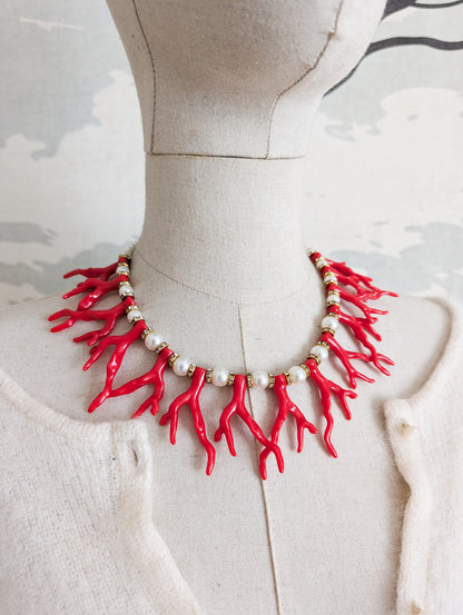 Collier façon corail et perles 90's