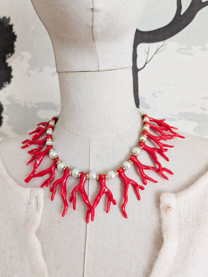Collier façon corail et perles 90's