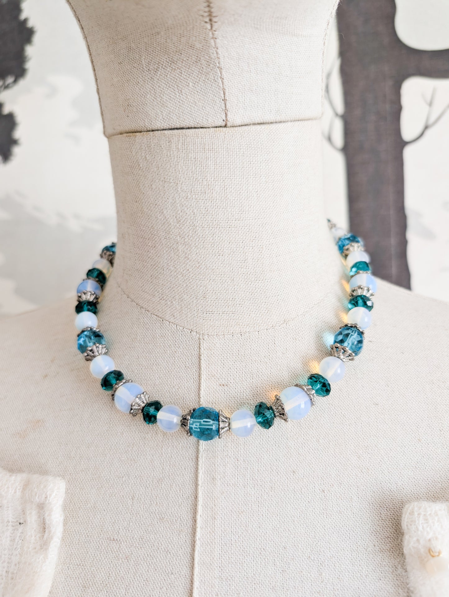 Collier verre pierre de lune