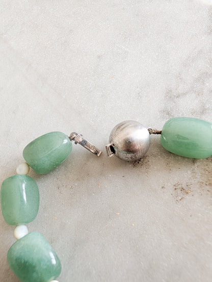 Collier en Jadéite, fermoir en argent