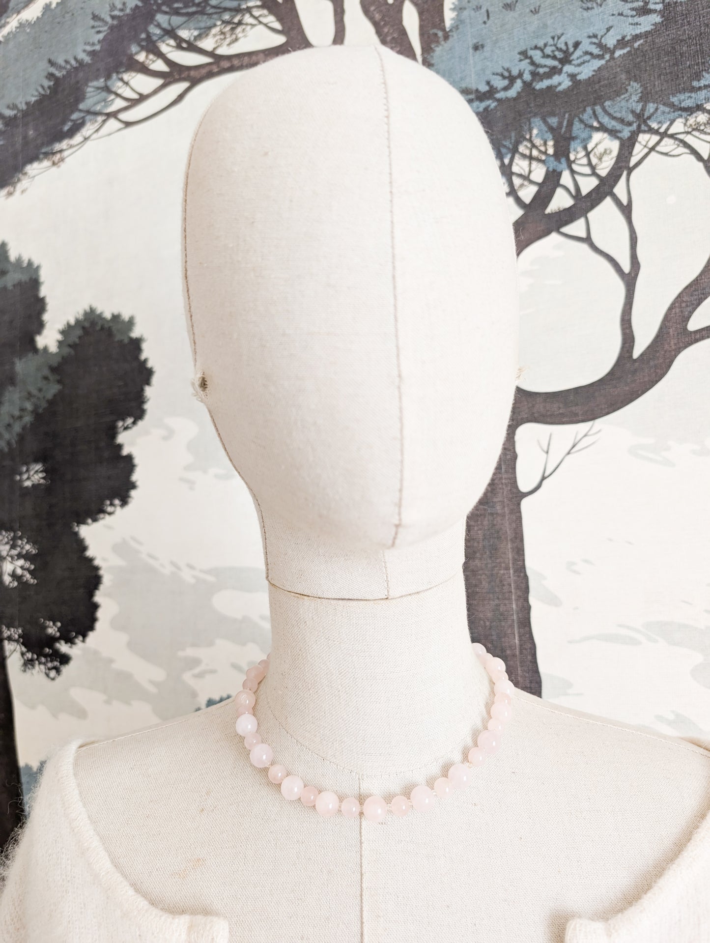 Collier court en Quartz rose