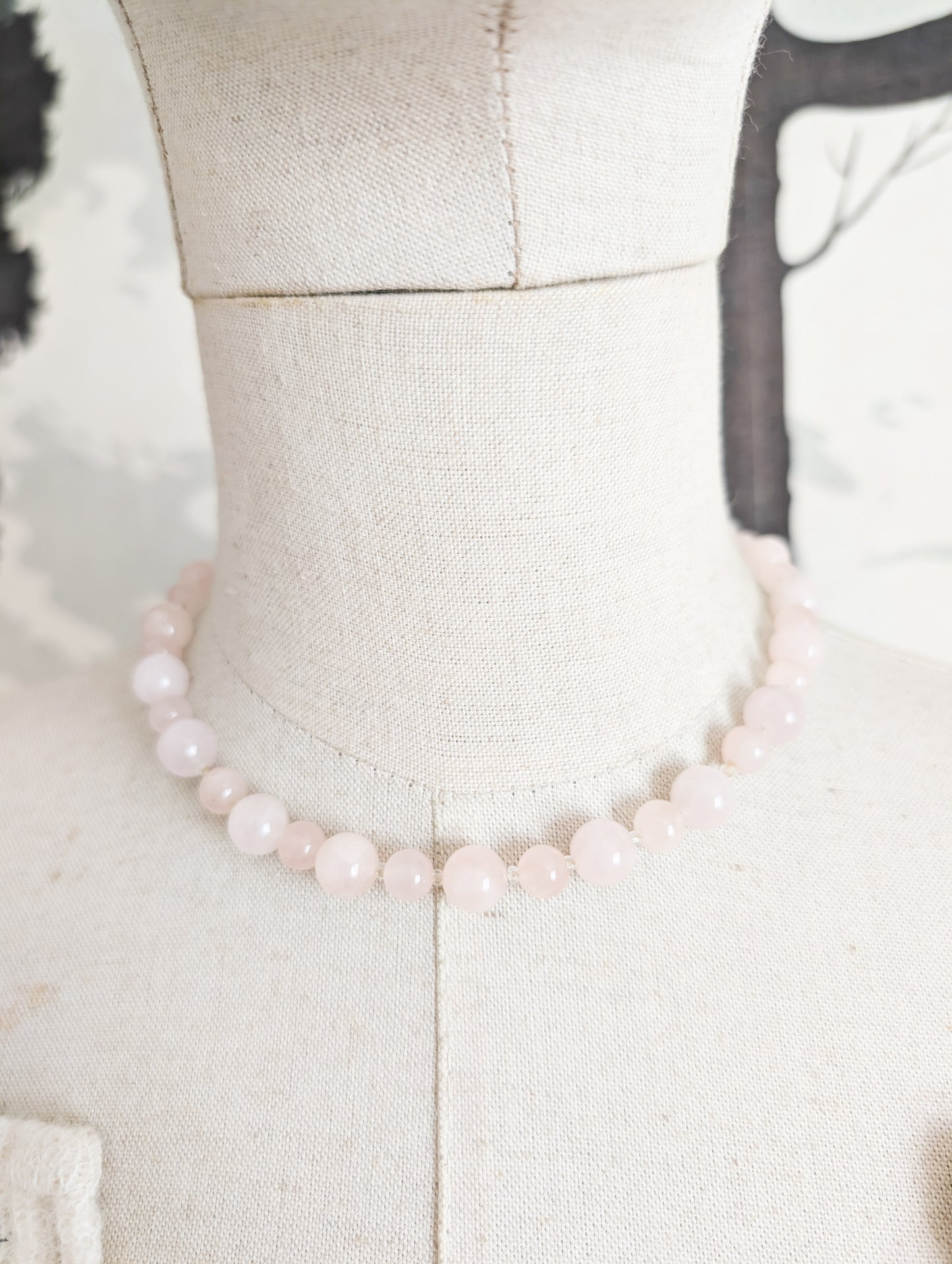 Collier court en Quartz rose