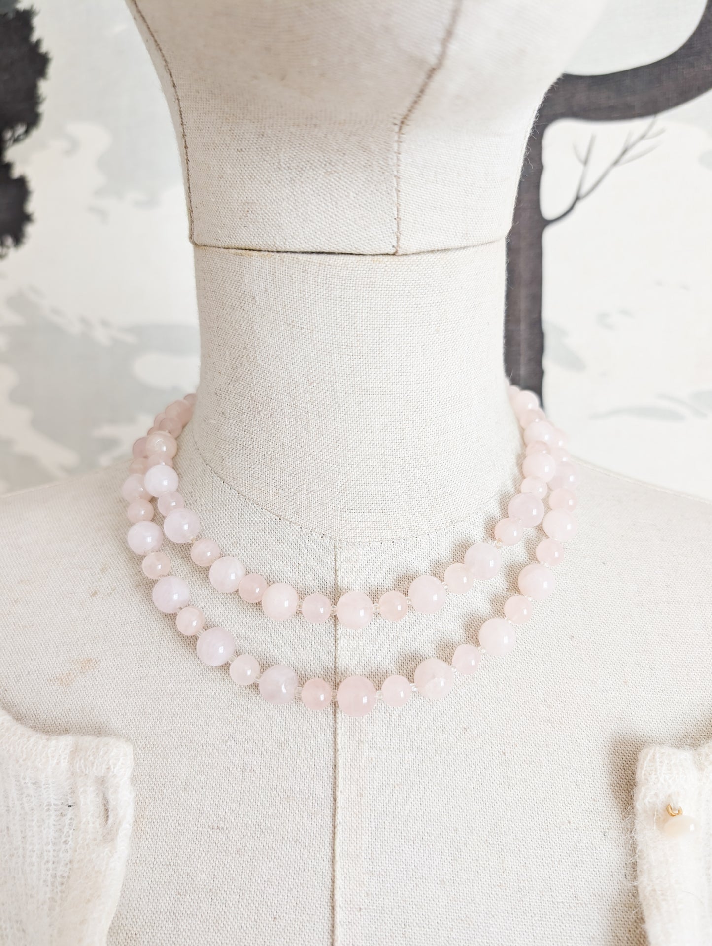 Collier court en Quartz rose