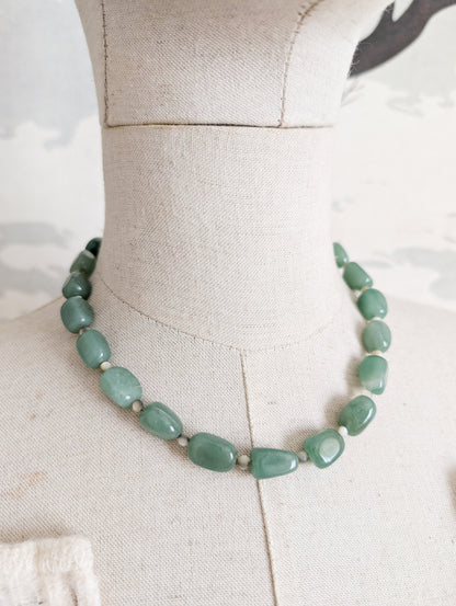 Collier en Jadéite, fermoir en argent