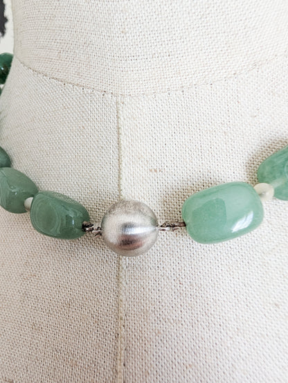 Collier en Jadéite, fermoir en argent
