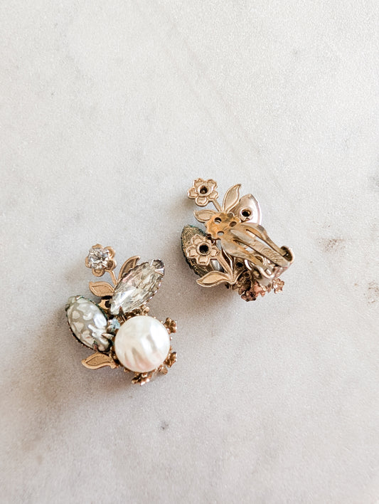 Boucles d'oreilles ameicaines fleurs années 50