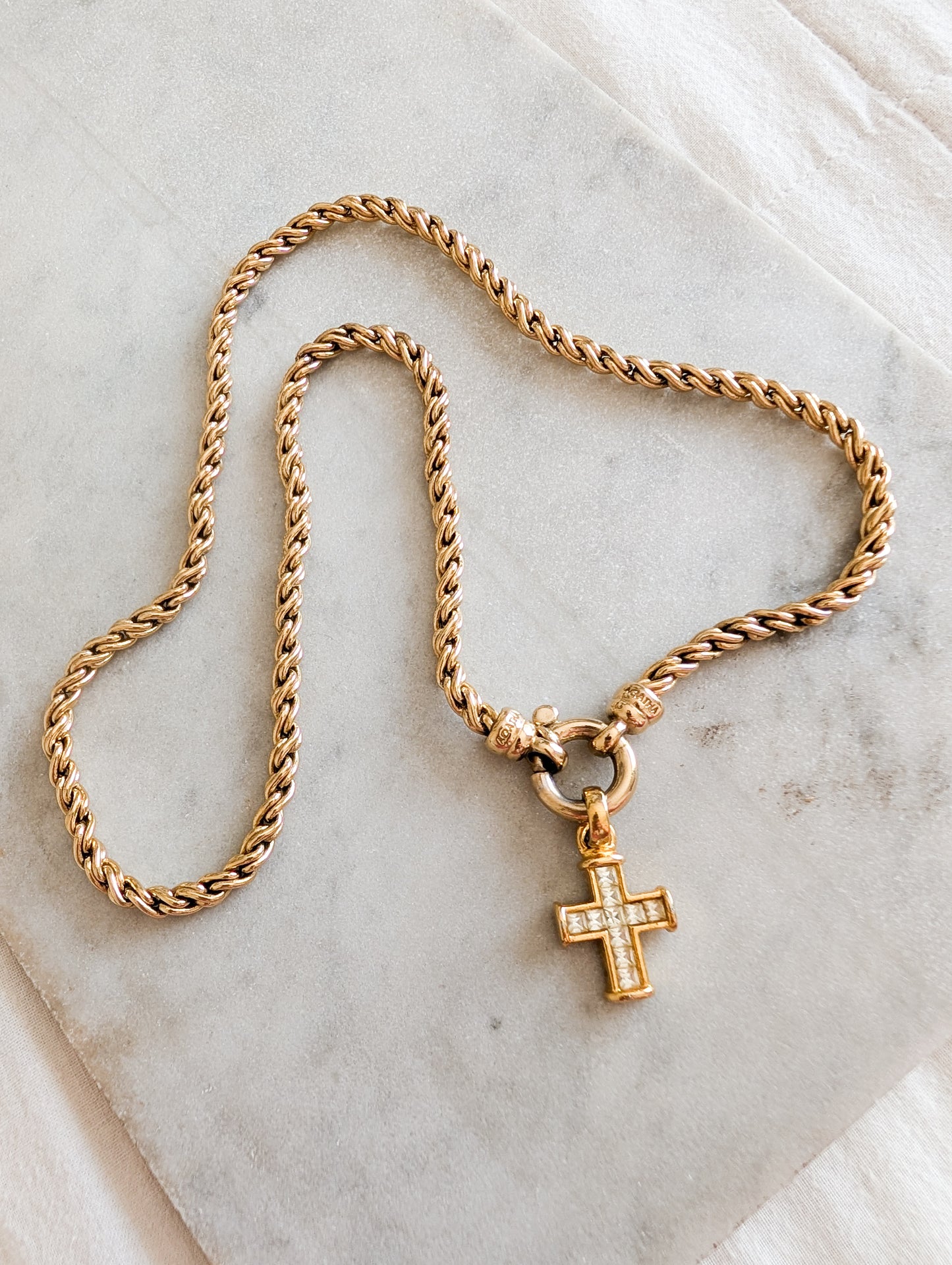 Collier long et croix Agatha 90's