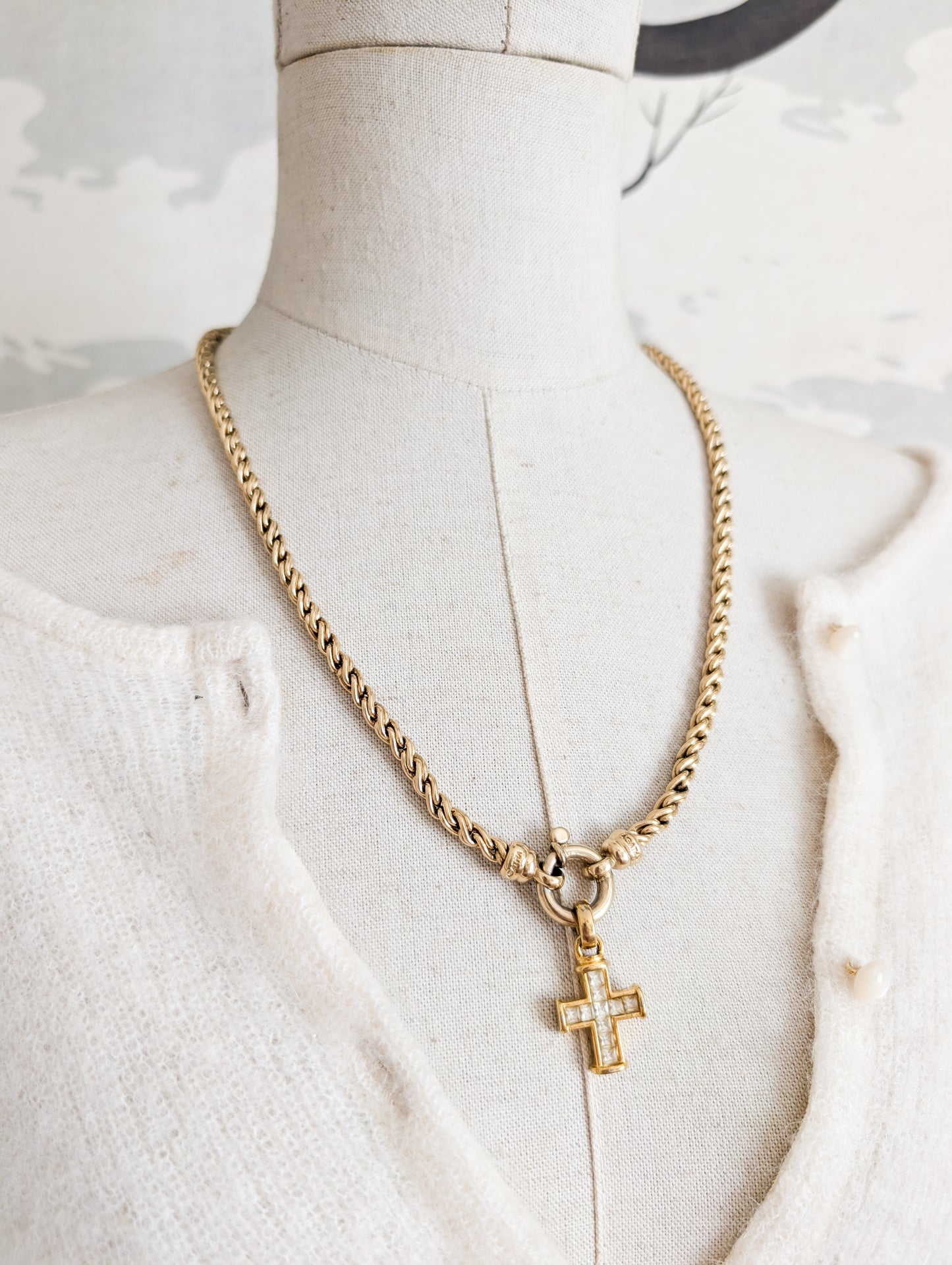 Collier long et croix Agatha 90's