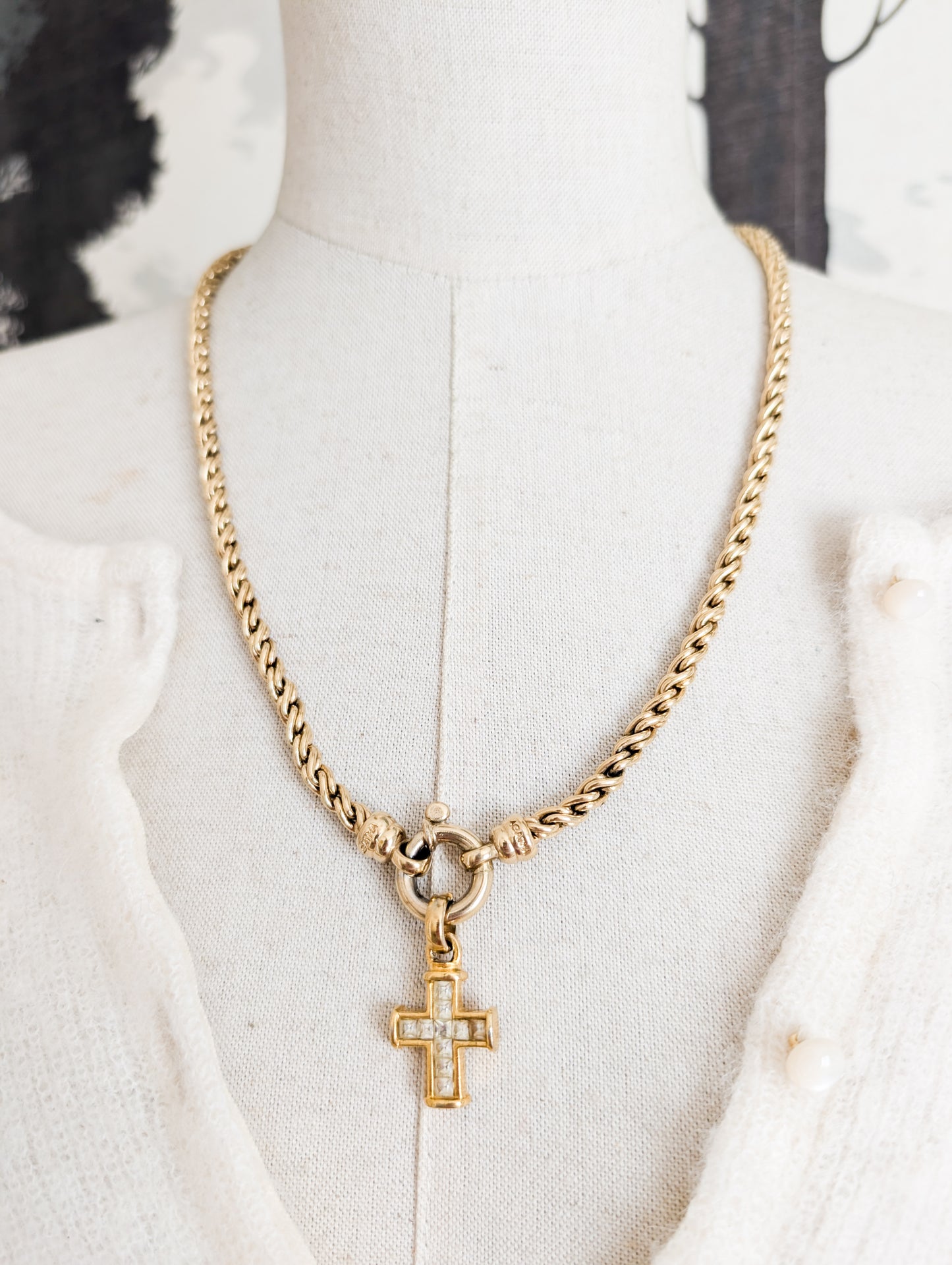 Collier long et croix Agatha 90's