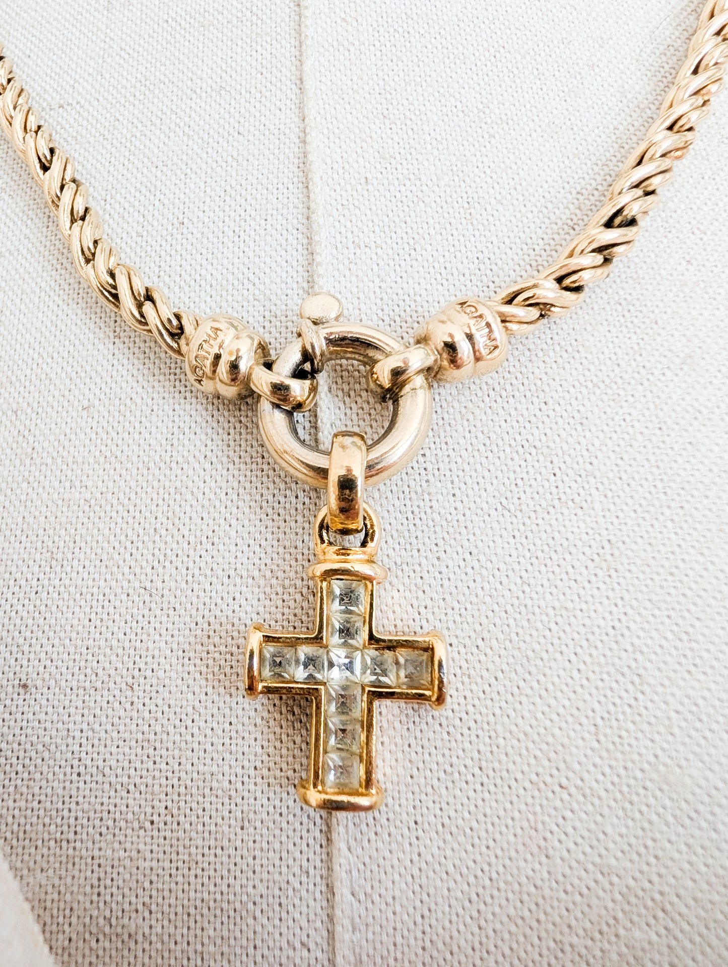Collier long et croix Agatha 90's
