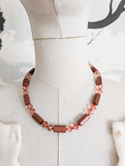 Collier Verre et Goldstone