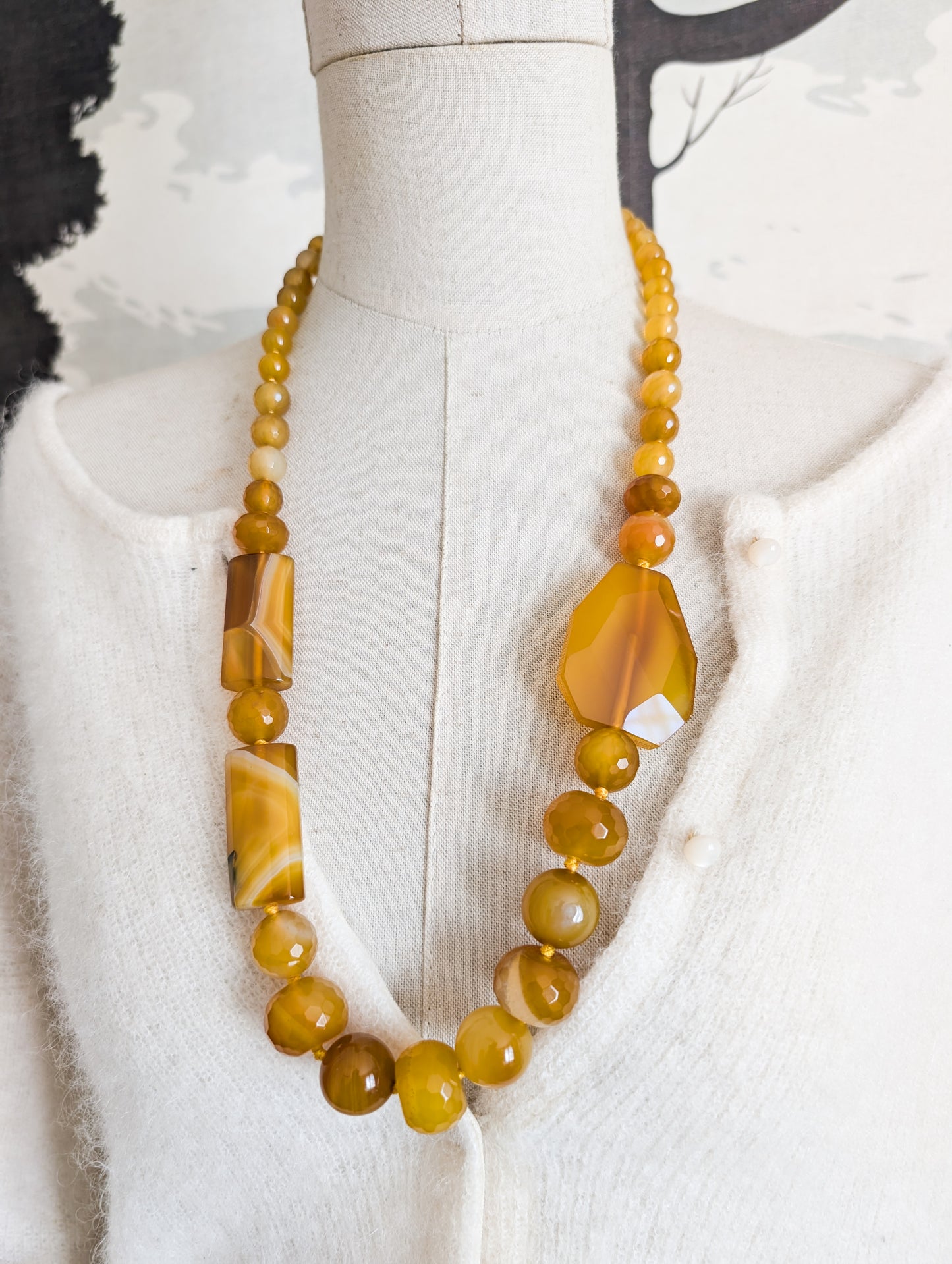Sautoir en Agates jaunes