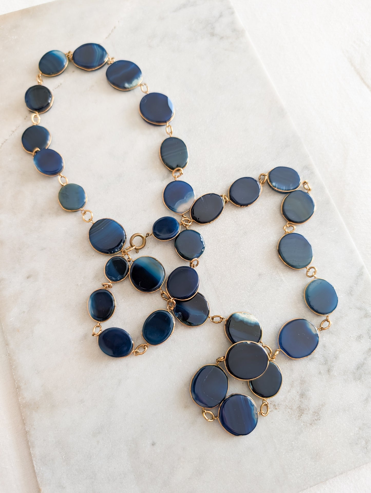 Sautoir en Agates bleues