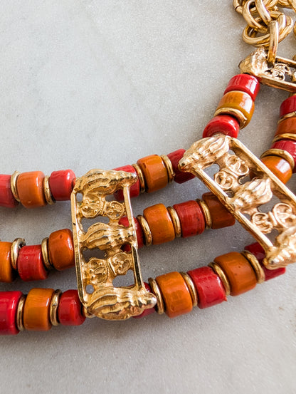 Collier plastron coquillages et perles