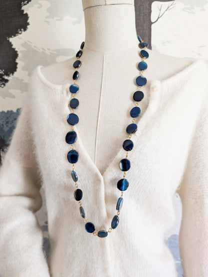 Sautoir en Agates bleues
